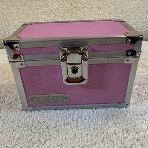 Pink Mini Storage Box Train Case Trunk Organizer Locking Vintage Style with Keys